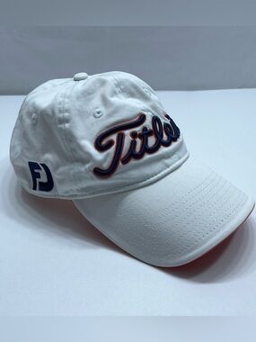Titleist FJ Footjoy Pro V1 Golf Hat Cap Strap Back White Blue Script